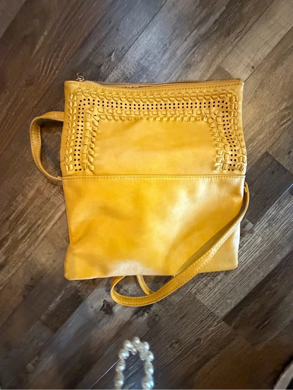 Moda Luxe Yellow Woven-Trim Crossbody Bag